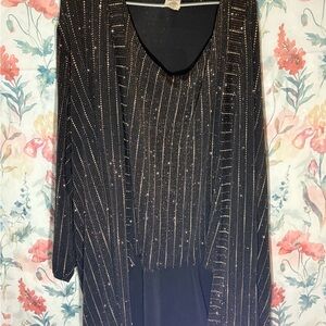 Vintage Onyx Nite Black and Metallic Tank and Coverup Set